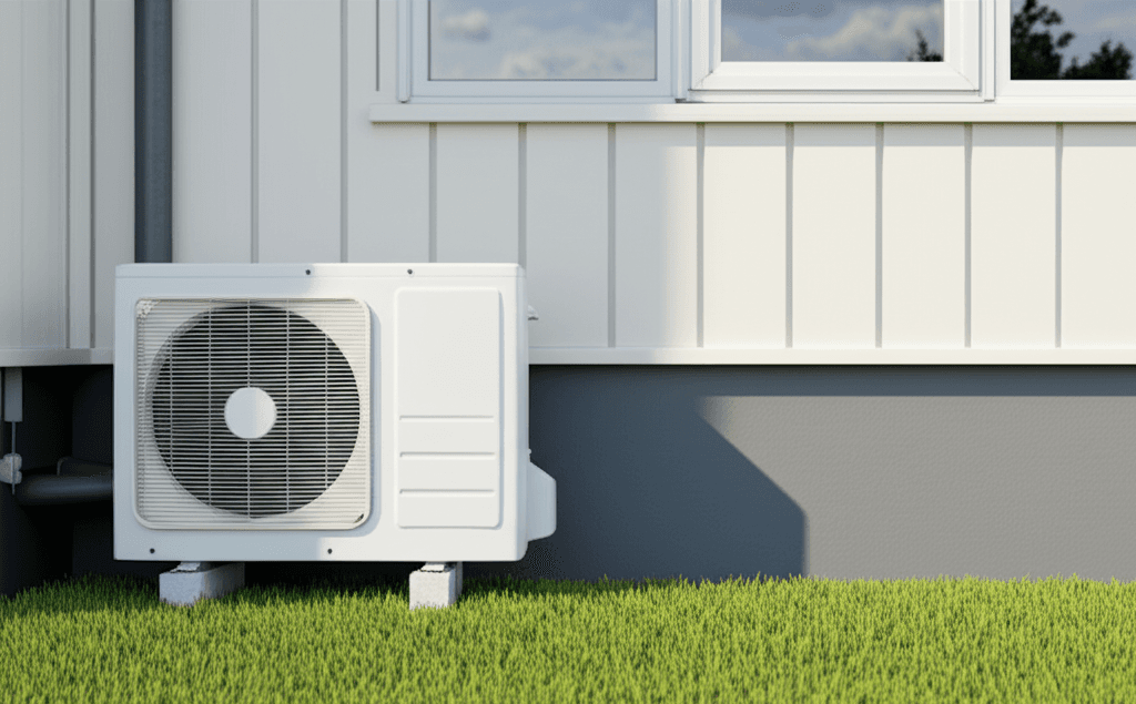 Modern heat pump system providing efficient heating and cooling