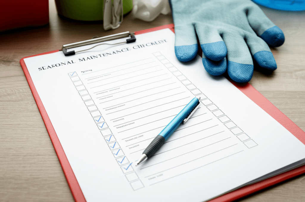 HVAC technician performing seasonal maintenance